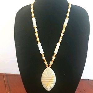 VINTAGE Jade Glass Tribal Necklace